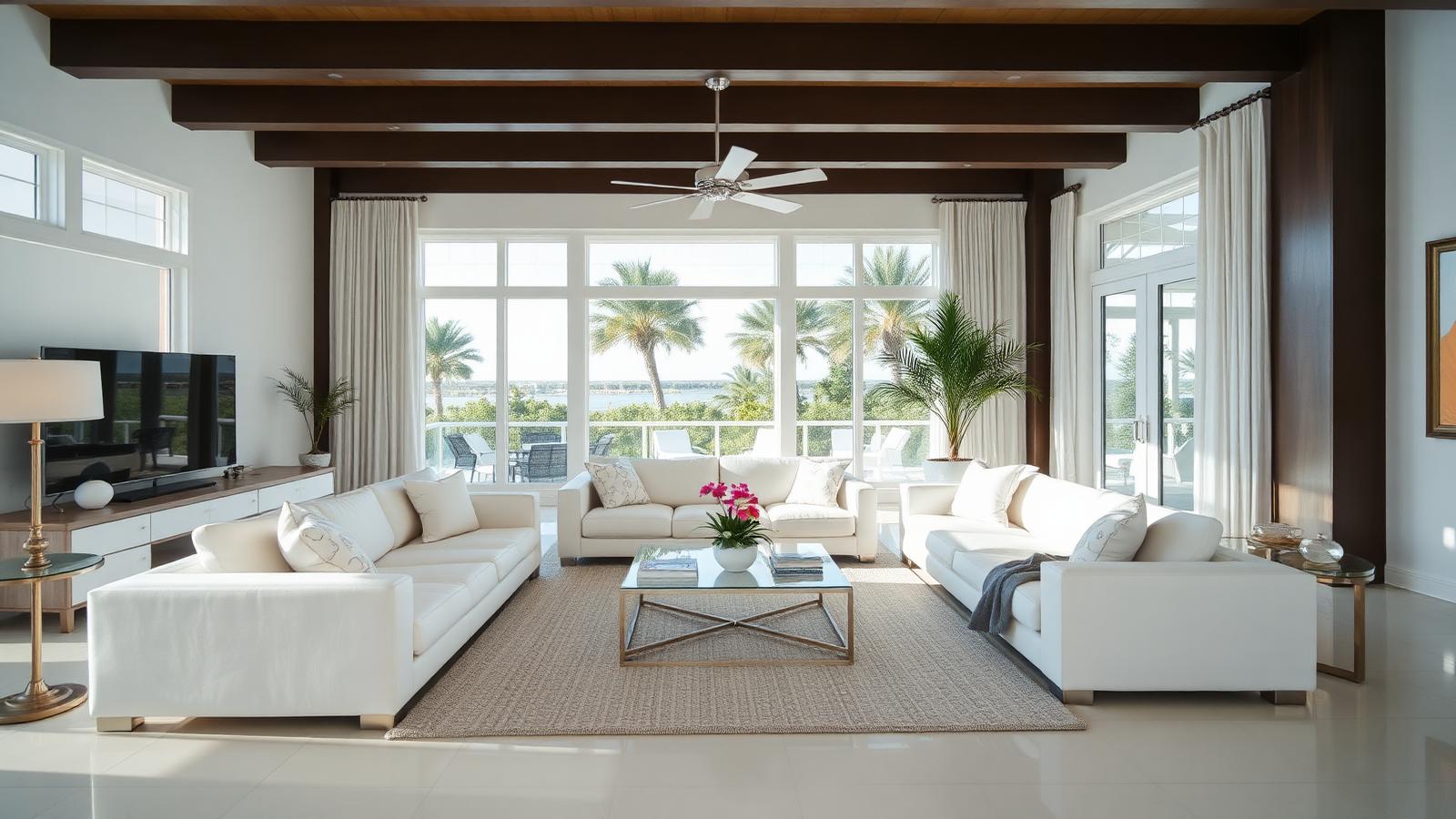 A spotlessly clean Myrtle Beach, SC living room cleaned by A2Z Cleaning & Linen Services